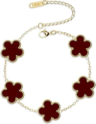 18K Gold Plated Clover Bracelet Set for Women Trendy Lucky Jewelry Gift
