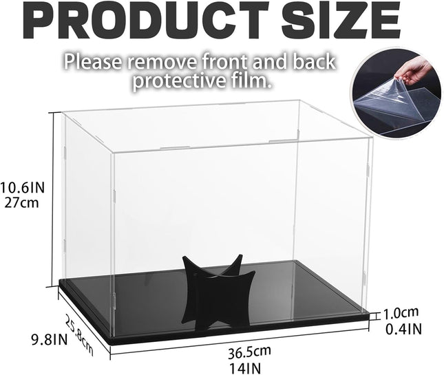 Football Display Case Full Size – Acrylic Clear Box with Stand, UV Protected for Collectibles