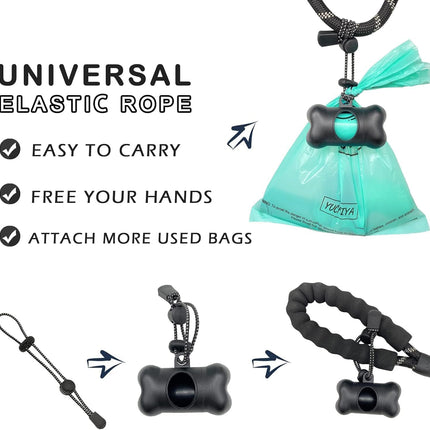 Poop Bag Dispenser for Dogs – Leak-Proof Scented Bags with Carabiner & Fastener (Black)