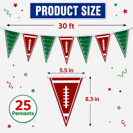 30 Ft Football Triangle Flag Banner 25 Pennants Game Day Birthday Party Decorations