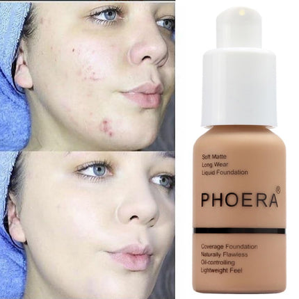 2-Pack PHOERA Soft Matte Foundation – 24HR Full Coverage, Oil Control, 30ml