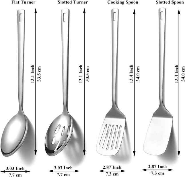 4PCS Stainless Steel Kitchen Utensils Set Cooking Spoons & Spatula Tools
