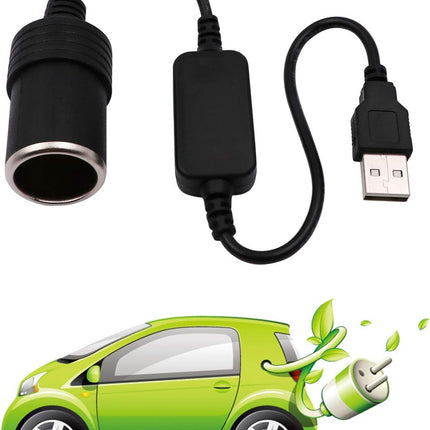 2-Pack USB A to 12V Car Cigarette Lighter Socket Converter Cable, 2A Max