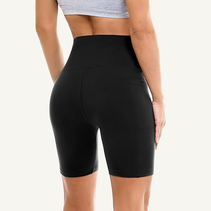 2 Pack Women's Biker Shorts with Pockets High Waisted Yoga Workout Gym Shorts