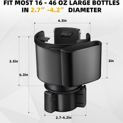 Car Cup Holder Expander – Adjustable Base, Fits YETI, HydroFlask, 16-46oz Bottles