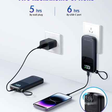 Fast Charging Power Bank 15000mAh – AC Plug, PD 30W, LED Display
