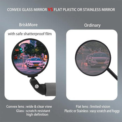 Bicycle Rearview Mirror – HD Glass Convex, Easy Install Bar End Mirror