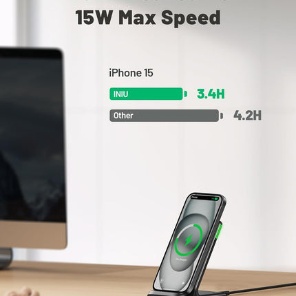 15W Wireless Charger with Sleep-Friendly Light, Fast Charging for iPhone & Galaxy
