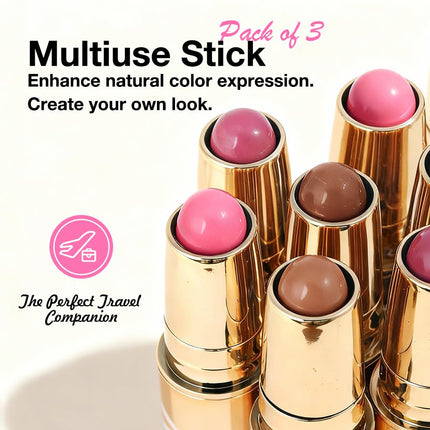 3Pcs Contour Blush Multiuse Sticks, Cream Bronzer Makeup Set, Vegan & Cruelty-Free