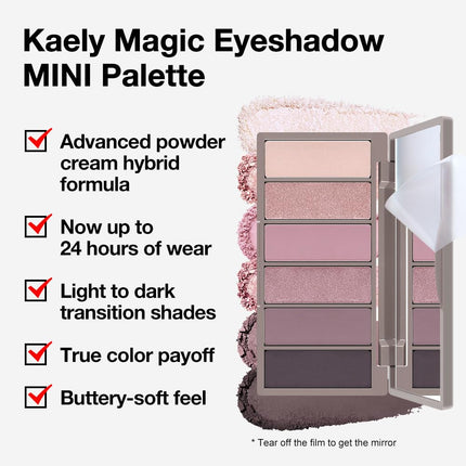 6-Color Mini Pink Eyeshadow Palette, Matte & Shimmer, Highly Pigmented, Waterproof, Vegan