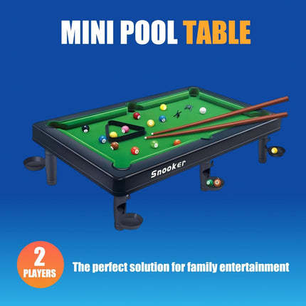 Mini Pool Table Game, Portable Desktop Billiards Set with Balls & Sticks for Kids
