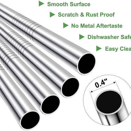 4-Pack Extra Wide Stainless Steel Smoothie Straws – Reusable with Brush