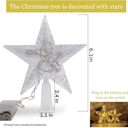LED 6" Christmas Tree Topper Star – Rustic Battery Lighted Holiday Decor