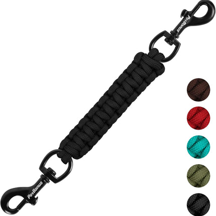 Dog Collar Safety Clip Backup Strap Double Ended Clasp Leash Connector Black