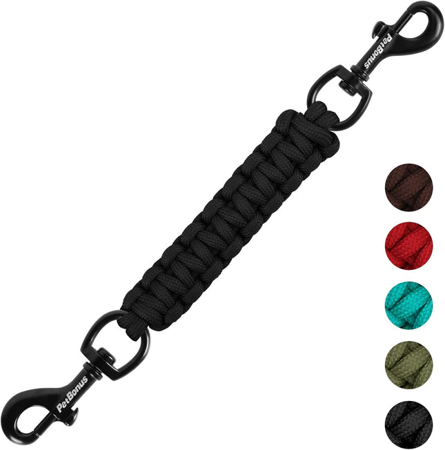 Dog Collar Safety Clip Backup Strap Double Ended Clasp Leash Connector Black