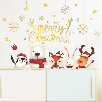 Christmas Wall Decals – Snowflakes, Snowman & Gold Xmas Quote Stickers