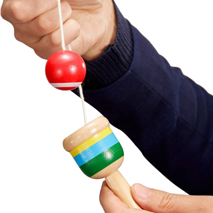 2 Pack Wooden Cup and Ball Catch Game with String, Hand-Eye Coordination Skill Toy