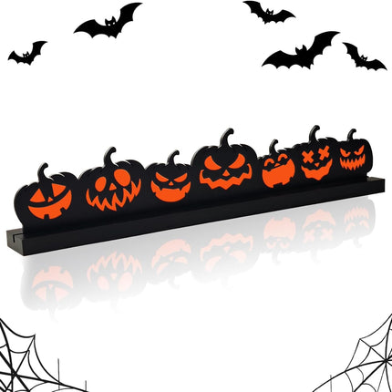 Halloween Wooden Pumpkin Table Sign, Rustic Tabletop Centerpiece for Home Party Decor