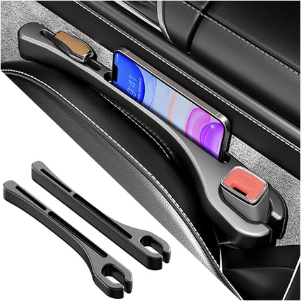 2PCS Car Seat Gap Filler Organizer with Phone Holder, Black, Car Seat Accessories