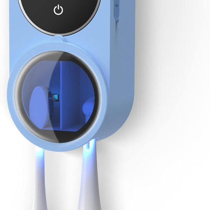 Automatic Rotating Toothbrush Holder & Cleaner – Wall-Mounted, Blue