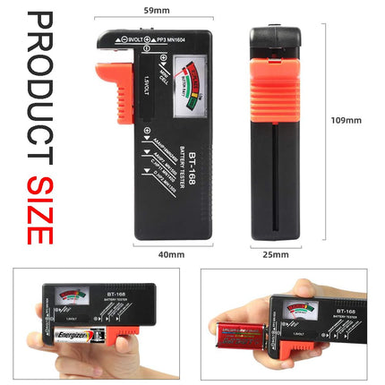 2Pcs Battery Tester Checker – Universal for AA, AAA, 9V, Button Cell, No Battery Needed