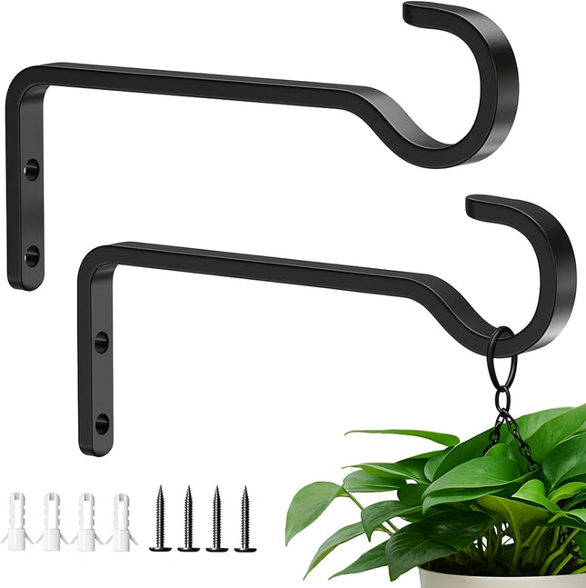 2-Pack Iron Plant Hangers 6" – Heavy Duty Outdoor Hooks for Hanging Plants