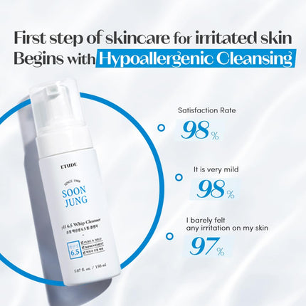 SoonJung pH 6.5 Whip Cleanser 5.07 Fl Oz Mild Foaming Face Wash Sensitive Skin