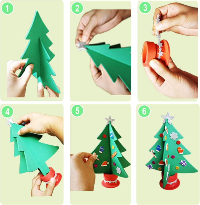 6PCS Christmas Craft Kit for Kids – Foam Trees, Holiday Stickers & Fun Activity Set