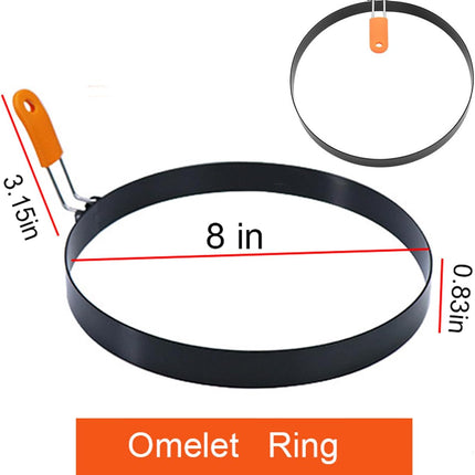2-Pack 8" Stainless Steel Omelette Rings for Griddle, Nonstick Egg & Pancake Molds
