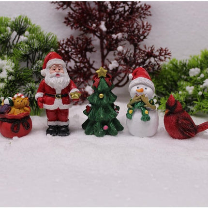 Christmas Miniature Figurines, Small Resin Santa Claus Ornaments for Holiday Decor