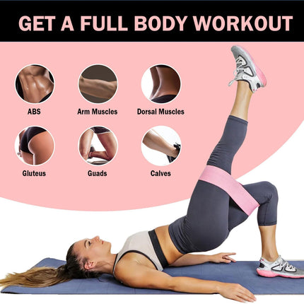 3-Level Non-Slip Fabric Resistance Bands for Legs Glutes Hip Workout Home Gym