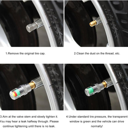 8PCS Tire Pressure Monitor Caps – 36PSI, 3-Color Eye Alert for Cars, Trucks, SUVs