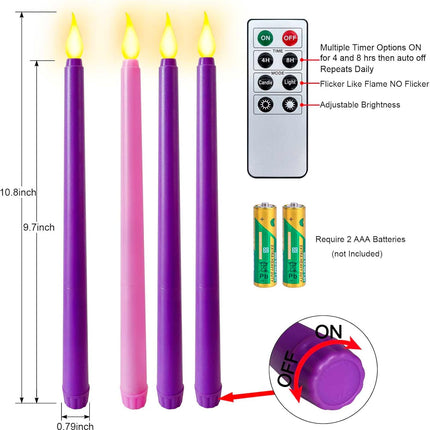 Battery Operated Flickering Candles – 4PCS Advent Wreath Home Decor