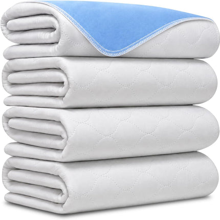 4 Pack Washable Bed Pads 34x36, Heavy Absorbency Waterproof Incontinence Underpads