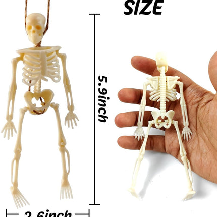 12PCS 6in Mini Skeleton Figurines, Halloween Craft, Haunted House & Party Decor