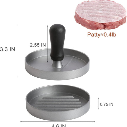 Burger Press Set – 150 Patty Papers, Aluminum Non-Stick Hamburger Maker