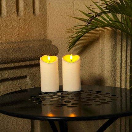 6"x3" Outdoor LED Flameless Candles – Battery Operated, Remote & Timer, 2-Pack