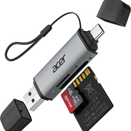 USB C Memory Card Reader Dual Slot for SD SDHC SDXC and MicroSD Cards