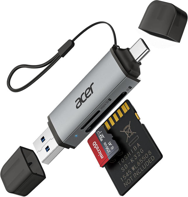 USB C Memory Card Reader Dual Slot for SD SDHC SDXC and MicroSD Cards