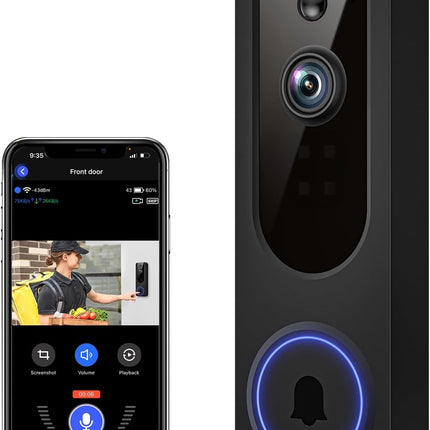 1080p WiFi Video Doorbell – Battery, AI Motion, Two-Way Talk, Night Vision