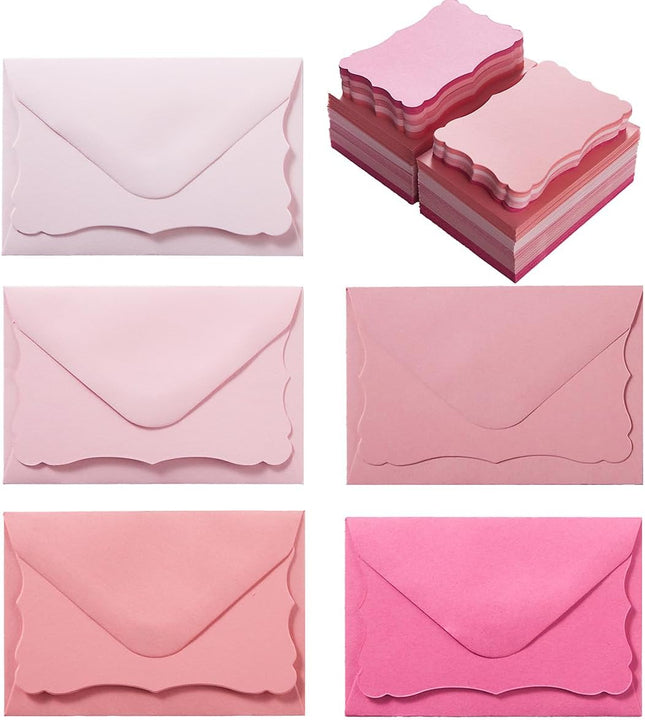 100 Pack Mini Envelopes & Note Cards – 5 Colors, 4x2.7 Inches, Wedding & Party Favors