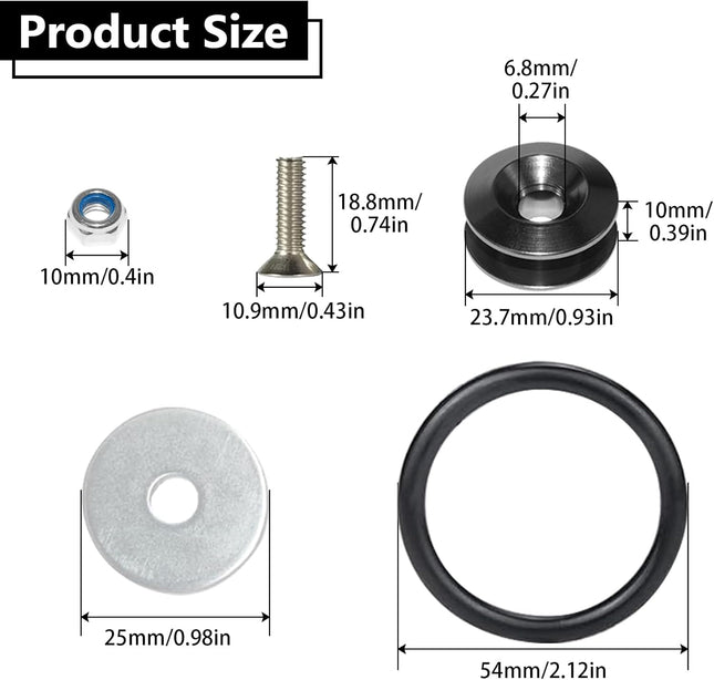 Universal Bumper Quick Release Clips, 4 Black Tabs & 12 O-Rings for Cars
