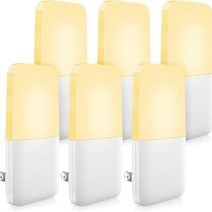 Plug-In LED Night Lights 6 Pack, Warm White, Dusk to Dawn Sensor for Bedroom