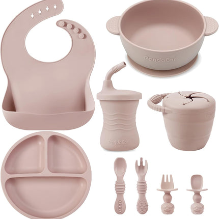 9-Pc Silicone Baby Feeding Set – Plate, Bowl, Bib, Sippy Cup & Utensils
