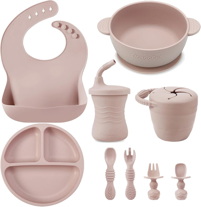 9-Pc Silicone Baby Feeding Set – Plate, Bowl, Bib, Sippy Cup & Utensils