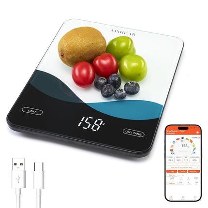 Smart Kitchen Scale 10kg/22lb – Rechargeable, Nutritional Calculator, LED