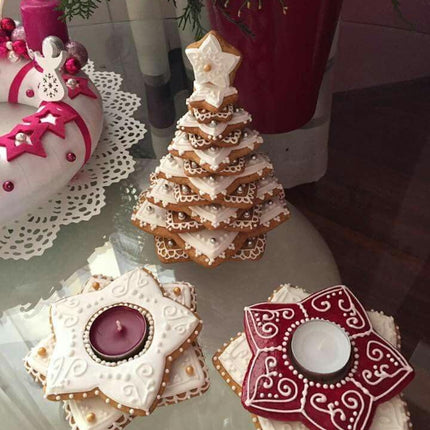 10 Pcs Christmas Gingerbread Star Cutters – 3D Fondant Biscuit Pastry Mold Set