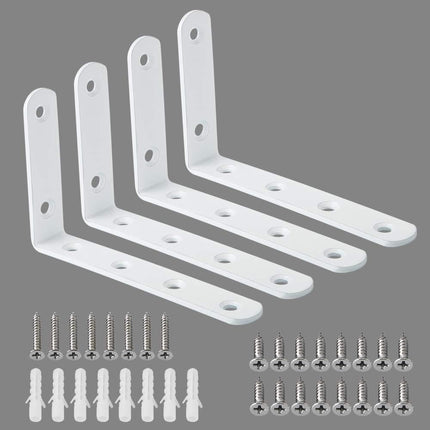 4 Pack Floating Shelf Brackets Heavy Duty White L Brackets for Shelves