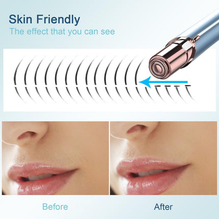 Electric Facial Hair Remover Women USB Rechargeable Painless Face Trimmer Blue