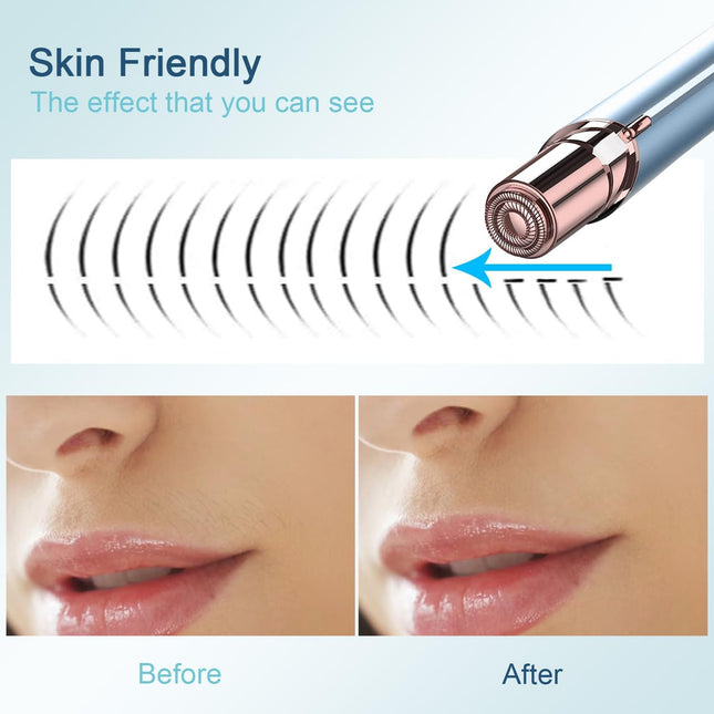 Electric Facial Hair Remover Women USB Rechargeable Painless Face Trimmer Blue